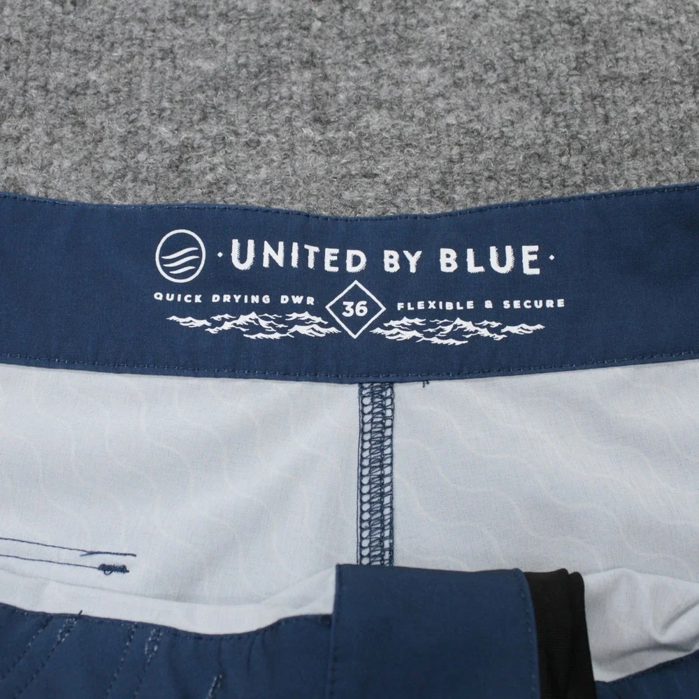 United By Blue Mens Size 36 Navy Wave Print Quick Dry Board Shorts Swim Trunks